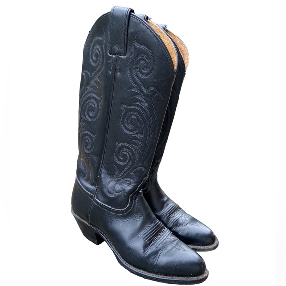 Tony Lama Shoes - Tony Lama Black Leather Western Heeled Boots